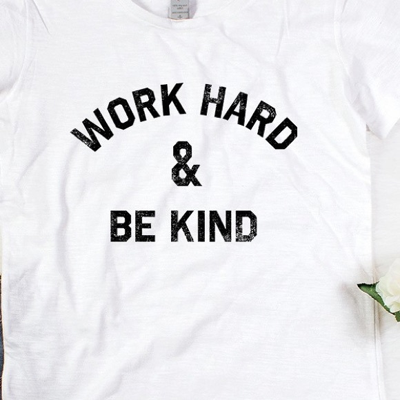 Work Hard & Be Kind White Short Sleeve Tee - Picture 2 of 2